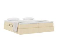 vidaXL Cama con Almacenamiento y colchón Crema 180 x 200 cm Poliéster, Cama Rectangular Moderna con Almacenamiento, Plataforma cómoda, diseño ahorrador de Espacio, Marco Ajustable