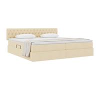 vidaXL Cama con Almacenamiento y colchón Crema 200 x 200 cm, Cama hidráulica cómoda, soluciones Modernas de Almacenamiento, Muebles Que ahorran Espacio para tu Dormitorio