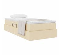 vidaXL Cama con Almacenamiento y colchón Crema 90 x 190 cm Poliéster, Diseño de Dormitorio Moderno, Marco de Cama de Almacenamiento ergonómico, Rectangular y Que Ahorra Espacio, colchón de Resorte en