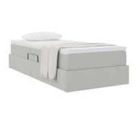 vidaXL Cama con Almacenamiento y colchón Gris Claro 100 x 200 cm, Dormitorio, Rectangular, Moderno, Duradero, Diseño Elegante para Espacios contemporáneos, Materiales de Calidad, Soluciones de Mueble