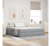 vidaXL Cama con Almacenamiento y colchón Gris Claro 160 x 200 cm, Dormitorio, Rectangular, Moderno, Durable, Diseño Chido, Uso Versátil, Materiales de Calidad, para Relajación
