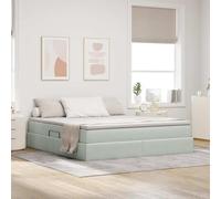 vidaXL Cama con Almacenamiento y colchón Gris Claro 180 x 200 cm, Dormitorio, Rectangular, Moderno, Duradero, Diseño Elegante para Espacios contemporáneos, Materiales de Calidad, Soluciones de Mueble