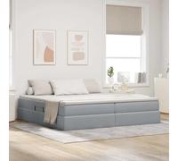 vidaXL Cama con Almacenamiento y colchón Gris Claro 200 x 200 cm, Dormitorio, Rectangular, Moderno, Durable, Diseño Chido, Uso Versátil, Materiales de Calidad, para Relajación