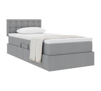 vidaXL Cama con Almacenamiento y colchón Gris Claro 90 x 190 cm, Cama Rectangular Moderna, con elevación hidráulica, cabecera de poliéster, Mueble para Ahorrar Espacio y almacenar
