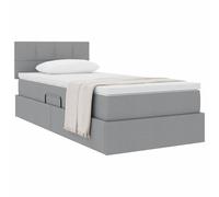 vidaXL Cama con Almacenamiento y colchón Gris Claro 90 x 190 cm, Cama Rectangular Moderna, con elevación hidráulica, cabecera de poliéster, Mueble para Ahorrar Espacio y almacenar