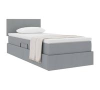vidaXL Cama con Almacenamiento y colchón Gris Claro 90 x 200 cm, Cama Rectangular Moderna, con elevación hidráulica, cabecera de poliéster, Mueble para Ahorrar Espacio y almacenar
