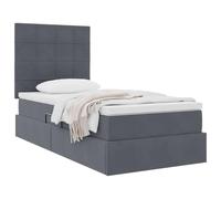 vidaXL Cama con Almacenamiento y colchón Gris Oscuro 90 x 200 cm, Cama de Almacenamiento Ajustable, Marco de Terciopelo, Luces LED, Ahorra Espacio, Mueble Multifuncional para el Dormitorio