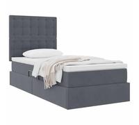 vidaXL Cama con Almacenamiento y colchón Gris Oscuro 90 x 200 cm, Cama de Almacenamiento Ajustable, Marco de Terciopelo, Luces LED, Ahorra Espacio, Mueble Multifuncional para el Dormitorio