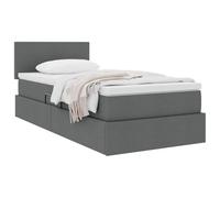 vidaXL Cama con Almacenamiento y colchón Gris Oscuro 90 x 200 cm, Cama Rectangular Moderna, con elevación hidráulica, cabecera de poliéster, Mueble para Ahorrar Espacio y almacenar