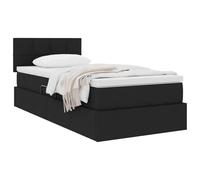 vidaXL Cama con Almacenamiento y colchón Negro 100 x 200 cm, Cama Rectangular Moderna, con elevación hidráulica, cabecera de poliéster, Mueble para Ahorrar Espacio y almacenar