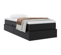 vidaXL Cama con Almacenamiento y colchón Negro 100 x 200 cm, Muebles de Dormitorio, diseño Rectangular, estética Moderna, Materiales duraderos, Estilo versátil para Espacios contemporáneos