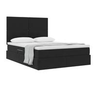 vidaXL Cama con Almacenamiento y colchón Negro 140 x 190 cm Terciopelo, Dormitorio, Rectangular, Moderno, Muebles Duraderos, Decoración Estilizada, Soluciones Que Ahorran Espacio para