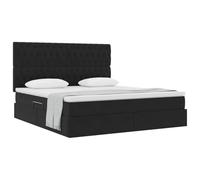 vidaXL Cama con Almacenamiento y colchón Negro 160 x 200 cm Terciopelo, Dormitorio, Rectangular, Moderno, Muebles Duraderos, Decoración Estilizada, Soluciones Que Ahorran Espacio para