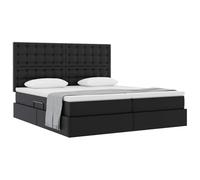 vidaXL Cama con Almacenamiento y colchón Negro 180 x 200 cm, Juego de Muebles rectangulares Modernos para Dormitorio, diseño Elegante, Estilo Sofisticado, Ahorro de Espacio, cómodo