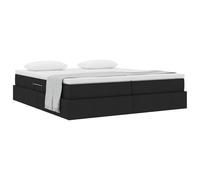 vidaXL Cama con Almacenamiento y colchón Negro 200 x 200 cm Poliéster, Dormitorio, Rectangular, Moderno, Diseño Duradero para Comodidad, Distribución Estilosa para Cualquier Hogar, Espacio Funcional