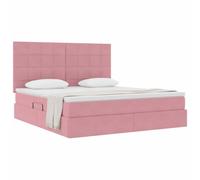 vidaXL Cama con Almacenamiento y colchón Rosa 160 x 200 cm Terciopelo, Cama de Almacenamiento Ajustable, Marco de Terciopelo, Luces LED, Ahorra Espacio, Mueble Multifuncional para el Dormitorio
