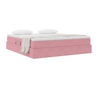 vidaXL Cama con Almacenamiento y colchón Rosa 160 x 200 cm Terciopelo, Dormitorio, Rectangular, Moderno, Duradero, Diseño Elegante para Espacios contemporáneos, Materiales de Calidad