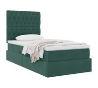 vidaXL Cama con Almacenamiento y colchón Verde Oscuro 100 x 200 cm, Cama de Almacenamiento Ajustable, Marco de Terciopelo, Luces LED, Ahorra Espacio, Mueble Multifuncional para el Dormitorio