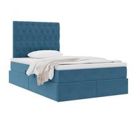 vidaXL Cama con Almacenamiento y LED Azul Oscuro 120 x 200 cm, Dormitorio, Rectangular, Moderno, Duradero, Muebles, decoración Elegante, soluciones Que ahorran Espacio para tu hogar