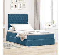vidaXL Cama con Almacenamiento y LED Azul Oscuro 120 x 200 cm, Dormitorio, Rectangular, Moderno, Duradero, Muebles, decoración Elegante, soluciones Que ahorran Espacio para tu hogar