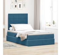 vidaXL Cama con Almacenamiento y LED Azul Oscuro 120 x 200 cm, Dormitorio, Rectangular, Moderno, Duradero, Muebles, decoración Elegante, soluciones Que ahorran Espacio para tu hogar