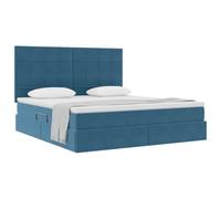 vidaXL Cama con Almacenamiento y LED Azul Oscuro 160 x 200 cm, Dormitorio, Rectangular, Moderno, Duradero, Muebles, decoración Elegante, soluciones Que ahorran Espacio para tu hogar