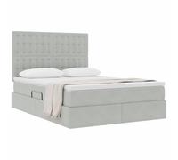 vidaXL Cama con Almacenamiento y LED Gris Claro 140 x 190 cm, Dormitorio, Rectangular, Moderno, Duradero, Muebles, decoración Elegante, soluciones Que ahorran Espacio para tu hogar