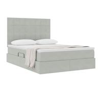 vidaXL Cama con Almacenamiento y LED Gris Claro 140 x 200 cm, Dormitorio, Rectangular, Moderno, Duradero, Muebles, decoración Elegante, soluciones Que ahorran Espacio para tu hogar