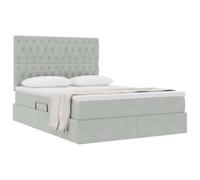 vidaXL Cama con Almacenamiento y LED Gris Claro 140 x 200 cm, Dormitorio, Rectangular, Moderno, Duradero, Muebles, decoración Elegante, soluciones Que ahorran Espacio para tu hogar