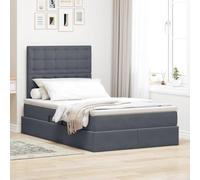 vidaXL Cama con Almacenamiento y LED Gris Oscuro 120 x 200 cm, Dormitorio, Rectangular, Moderno, Duradero, Muebles, decoración Elegante, soluciones Que ahorran Espacio para tu hogar