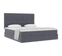 vidaXL Cama con Almacenamiento y LED Gris Oscuro 180 x 200 cm, Dormitorio, Rectangular, Moderno, Duradero, Muebles, decoración Elegante, soluciones Que ahorran Espacio para tu hogar