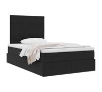 vidaXL Cama con almacenamiento y LED, Terciopelo Negro, 120 x 200 cm