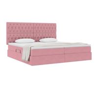 vidaXL Cama con Almacenamiento y LED Rosa 200 x 200 cm Terciopelo, Dormitorio, Rectangular, Moderno, Duradero, Muebles, decoración Elegante, soluciones Que ahorran Espacio para tu Hog