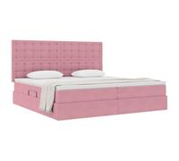 vidaXL Cama con Almacenamiento y LED Rosa 200 x 200 cm Terciopelo, Dormitorio, Rectangular, Moderno, Duradero, Muebles, decoración Elegante, soluciones Que ahorran Espacio para tu Hog