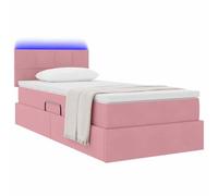 vidaXL Cama con Almacenamiento y LED Rosa 90 x 200 cm Terciopelo, Cama Moderna Rectangular, con Almacenamiento, función hidráulica, iluminación LED, diseño Que Ahorra Espacio