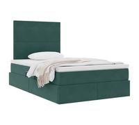 vidaXL Cama con Almacenamiento y LED Verde Oscuro 120 x 200 cm, Dormitorio, Rectangular, Moderno, Duradero, Muebles, decoración Elegante, soluciones Que ahorran Espacio para tu hogar