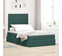 vidaXL Cama con Almacenamiento y LED Verde Oscuro 120 x 200 cm, Dormitorio, Rectangular, Moderno, Duradero, Muebles, decoración Elegante, soluciones Que ahorran Espacio para tu hogar