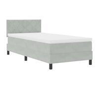vidaXL Cama con Base Box de con Colchón & Luz LED Gris Claro 100x200 cm Terciopelo