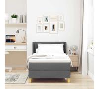 vidaXL Cama con Base Box y colchón Gris Oscuro de 90 x 190 cm, con cabecero Ajustable y Funda removible. Tiene un diseño Moderno y un Marco de Espuma de Alta Densidad. Ideal para el Dormitorio, ofre
