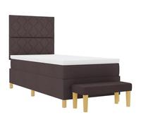 vidaXL Cama con Base y colchón marrón Oscuro 100x200 cm Tela