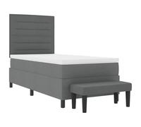 vidaXL Cama con Base con Colchón y Banco Gris Oscuro 100X200 cm Tela Diseño Estiloso Comodidad Fácil Montaje Dormitorio. Individual Contemporánea Minimalista Moderna