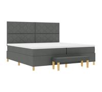 vidaXL Cama con Base de Muelles con Colchón y Banco Gris Oscuro 200x200 cm Tela