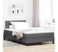 vidaXL Cama con Base de Resorte con Colchón & LED Gris Oscuro Tela 120X200 cm Diseño Elegante Solución de Sueño Cómoda para Dormitorio Muebles Modernos Cama Individual de Confort Nocturno Estructura