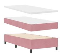 vidaXL Cama con Base de resortes, colchón de Terciopelo y Banco Rosa 90x190 cm | Diseño Moderno con Botones tapizados. Montaje fácil Incluido. Materiales duraderos, Muebles de dormitor