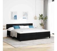 vidaXL Cama con Base de Resortes con Colchón & Luz LED Negra Tela 200X200 cm Diseño Moderno Solución de Sueño Cómoda para Muebles de Dormitorio Protector de Funda de Cremallera Capa de Espuma