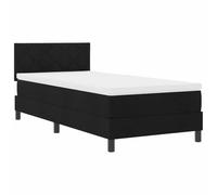 vidaXL Cama con Base de Resortes con Colchón y LED Negro Tela 100X200 cm Diseño Contemporáneo Solución de Sueño Cómoda para Dormitorio Funda de Cremallera Protector de Muebles Suave Individual