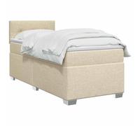 vidaXL Cama con Base Tapizada, Colchón y Luz LED Crema 90 x 190 cm | Tira LED integrada para una luz ambiental fresca, fácil ajuste de altura a 78/88 cm, perfecto para diferentes