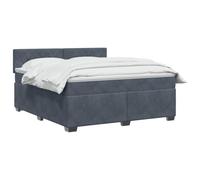 vidaXL Cama con Base Tapizada, Colchón y Luz LED Gris Oscuro