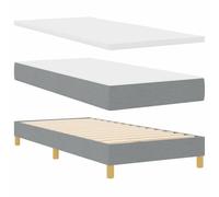 vidaXL Cama con Base y colchón en Gris Claro, 100 x 200 cm. Tiene un cabecero Ajustable, Funda removible y un diseño Moderno. Su Estructura es de Espuma de Alta Densidad, Ideal para el Dormitorio. P