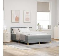 vidaXL Cama con Base y colchón LED Gris Claro 160x200 cm Tela, Diseño Classy en Bloques de Diamante para dormitorios de Adultos, poliéster Transpirable, Estructura de Madera Resistente, Muebles actua